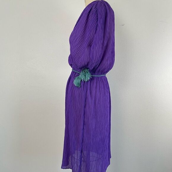 Vintage Vue Novo Sheer Purple Midi Dress Size S EUC - Picture 3 of 7